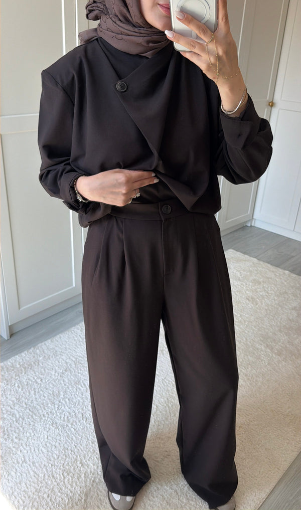 SINGLE- BUTTON BLOUSE SET