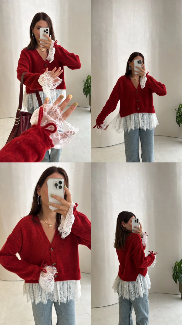 Lace Detail Knit Cardigan