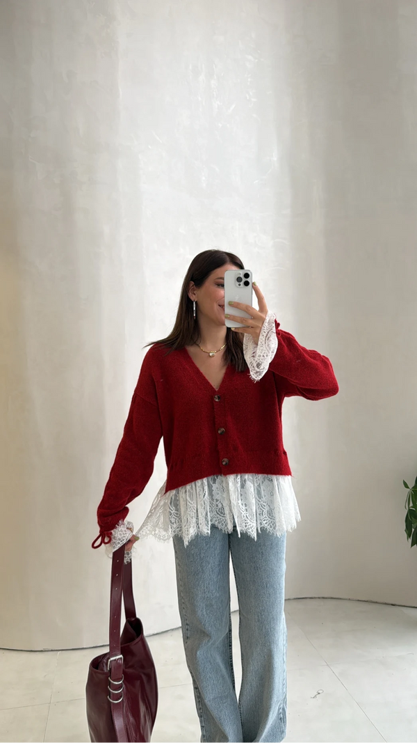 Lace Detail Knit Cardigan
