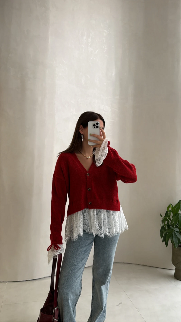 Lace Detail Knit Cardigan