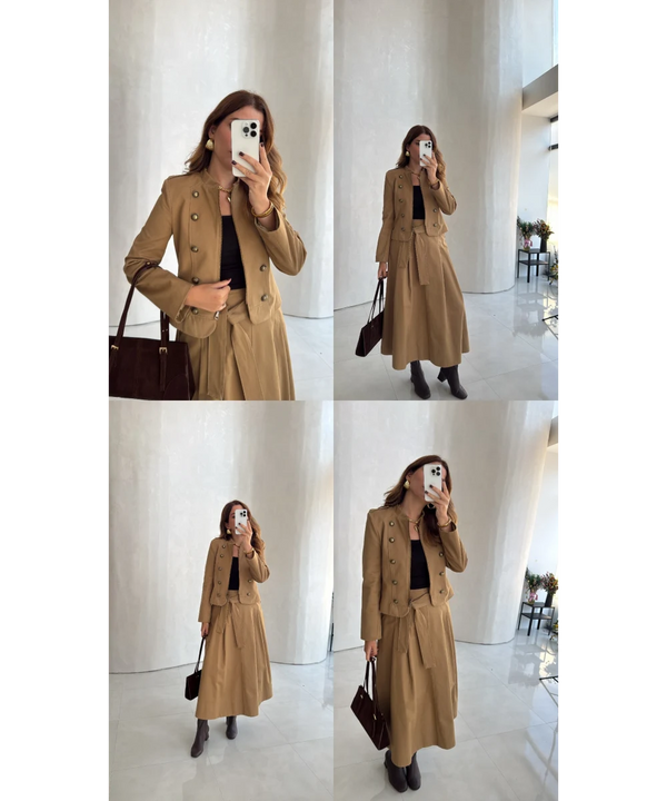 SHORT TRENCH WITH GOLD BUTTON