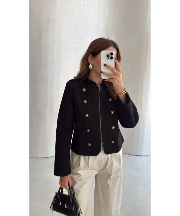 SHORT TRENCH WITH GOLD BUTTON
