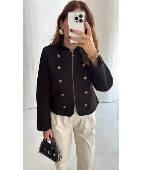 SHORT TRENCH WITH GOLD BUTTON