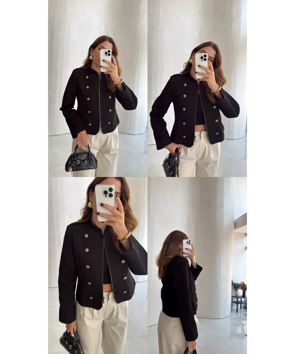 SHORT TRENCH WITH GOLD BUTTON