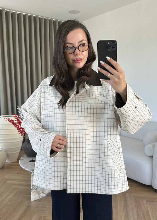CHECKERED JACKET BROWN