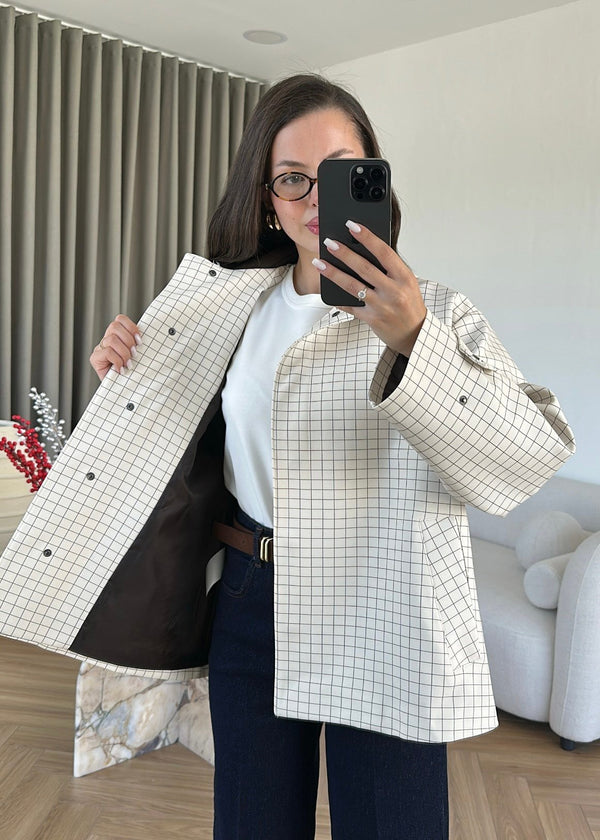 CHECKERED JACKET BROWN