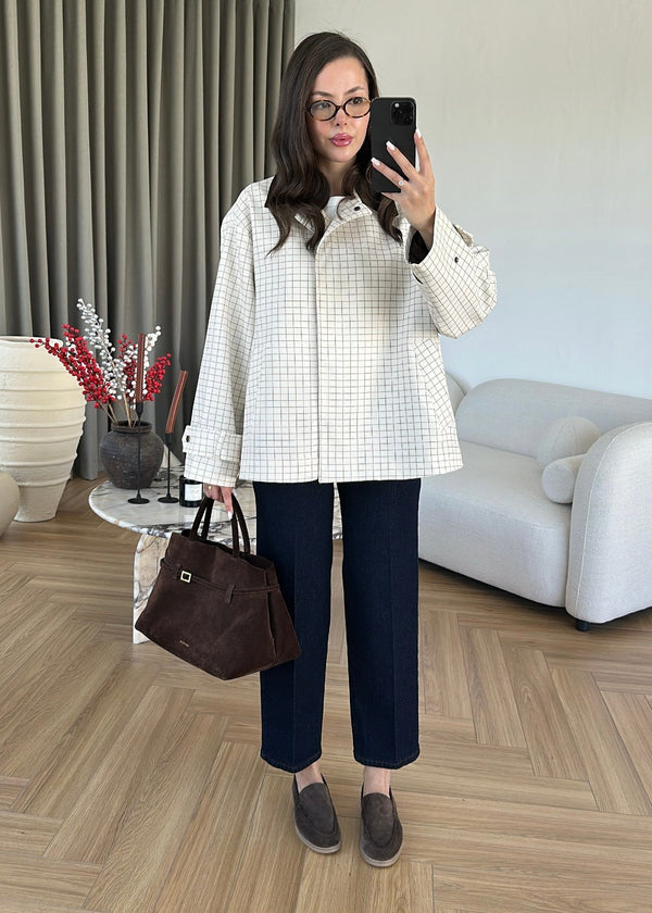 CHECKERED JACKET BROWN