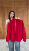 Balloon Sleeve Ruched Rain Jacket