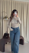 Ruched Zip-Up Long Sleeve Top