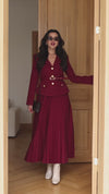 طقم بليزر مع تنورة خمري Gabriela Set