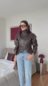 High Neck Leather Jacket