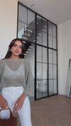 Metallic Open-Knit Sweater