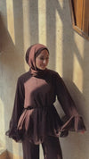 Zeena chiffon set بني