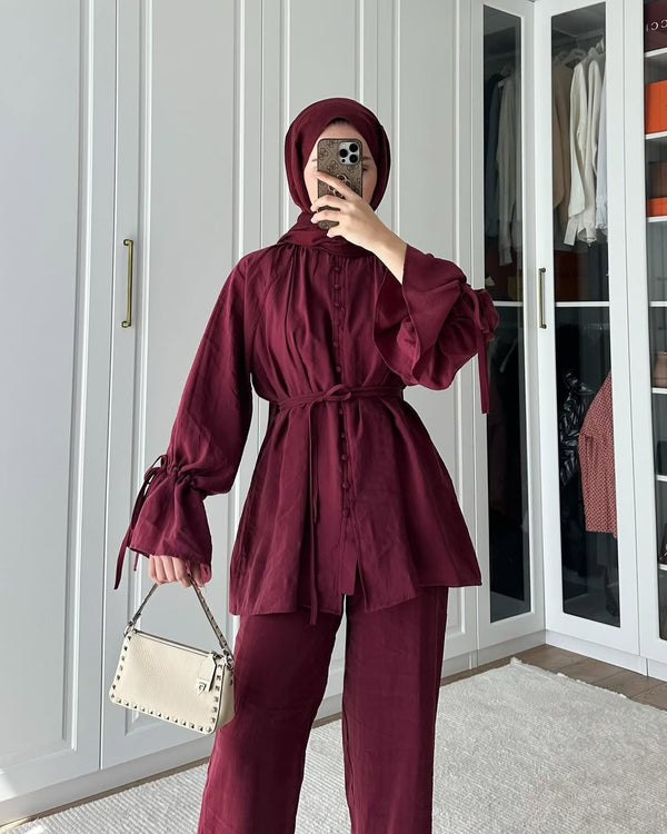 طقم قماش Tencel مع ازرار