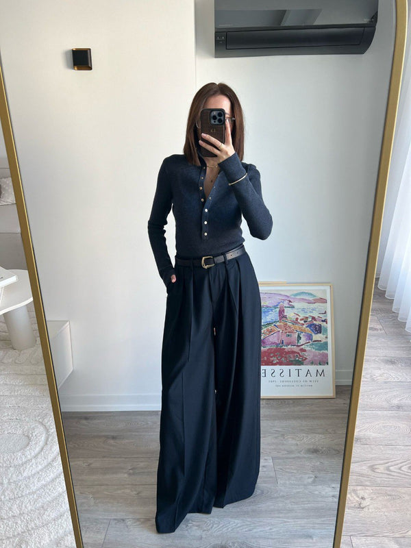 بنطلون وايد ليج مع قشط