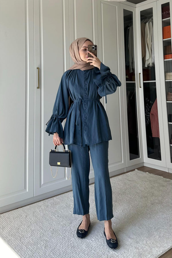 طقم قماش Tencel مع ازرار