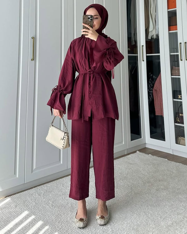 طقم قماش Tencel مع ازرار