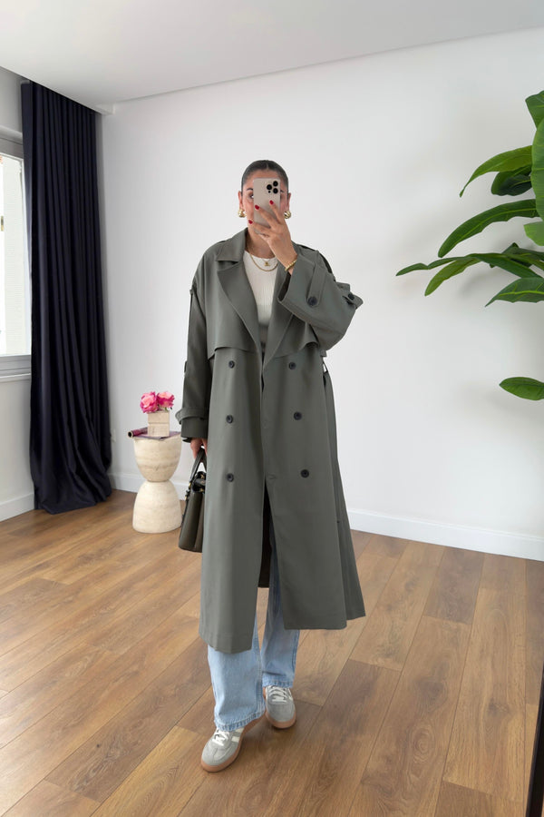 ترانشكوت كتان زيتي ون سايز