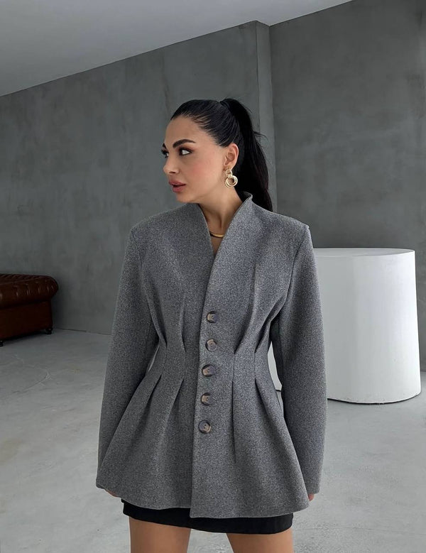 جكيت جوخ مخصر رمادي غامق