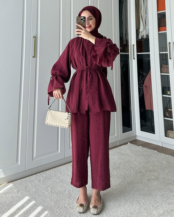طقم قماش Tencel مع ازرار