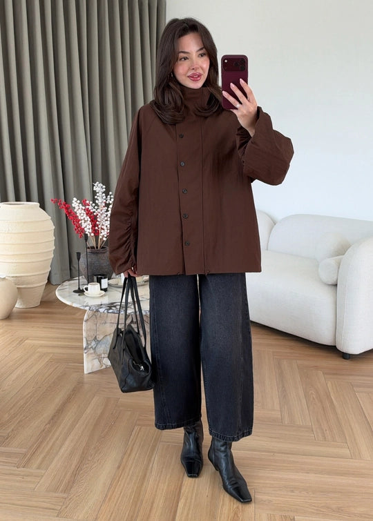 High Neck Long Rain Jacket