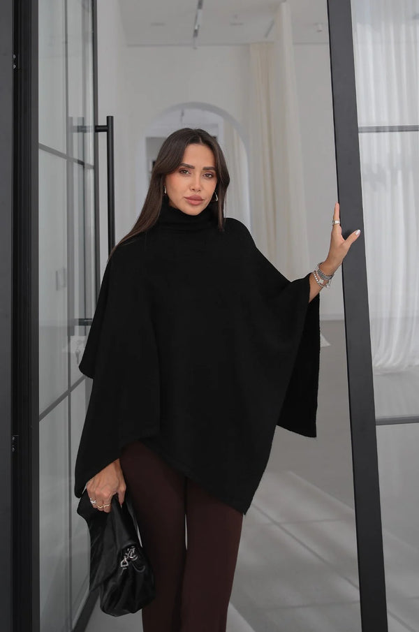 Turtleneck Poncho Sweater