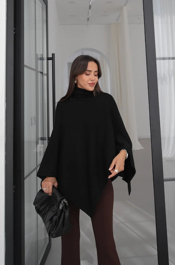 Turtleneck Poncho Sweater