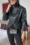 High Neck Leather Jacket