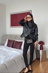 High Neck Leather Jacket