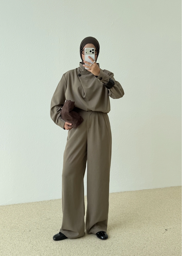 SINGLE- BUTTON BLOUSE SET
