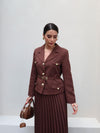 طقم بليزر مع تنورة بني Gabriela Set - Sateen style