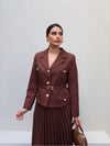 طقم بليزر مع تنورة بني Gabriela Set - Sateen style