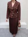 طقم بليزر مع تنورة بني Gabriela Set - Sateen style