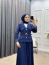 طقم بليزر مع تنورة كحلي فاتح Gabriela Set - Sateen style