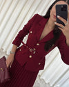 طقم بليزر مع تنورة خمري Gabriela Set - Sateen style