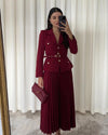 طقم بليزر مع تنورة خمري Gabriela Set - Sateen style