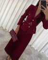طقم بليزر مع تنورة خمري Gabriela Set - Sateen style