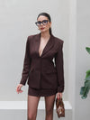 طقم بليزر مع تنورة تايور سكارليت - Sateen style