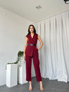 طقم فيست كتان صيفي مع كمر - Sateen style
