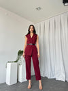 طقم فيست كتان صيفي مع كمر - Sateen style