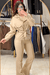 طقم جاكيت بتفاصيل مخططة مطرزة - Sateen style