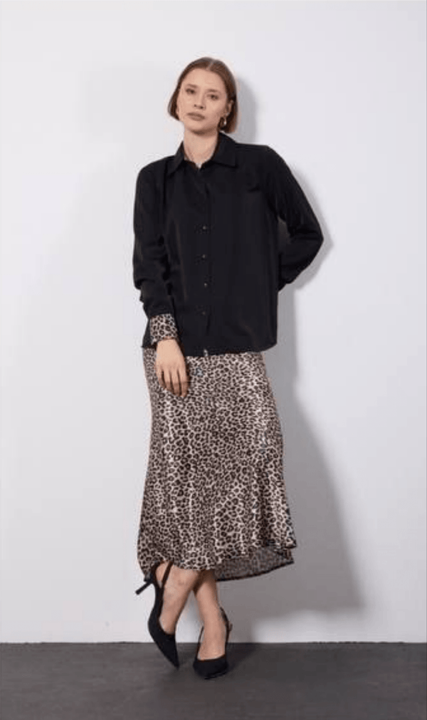 طقم قميص وتنورة ليوباردو - Sateen style