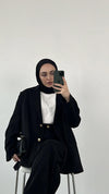 طقم رسمي اسود اوفر سايز - Sateen style