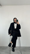 طقم رسمي اسود اوفر سايز - Sateen style