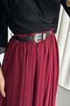 تنورة فيوليتا مع كمر - شيفون مبطنة برغندي - Sateen style