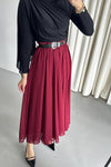 تنورة فيوليتا مع كمر - شيفون مبطنة برغندي - Sateen style