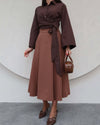 تنورة كلوش لون قهوة - Sateen style