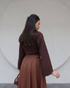 تنورة كلوش لون قهوة - Sateen style