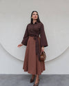 تنورة كلوش لون قهوة - Sateen style
