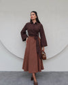 تنورة كلوش لون قهوة - Sateen style